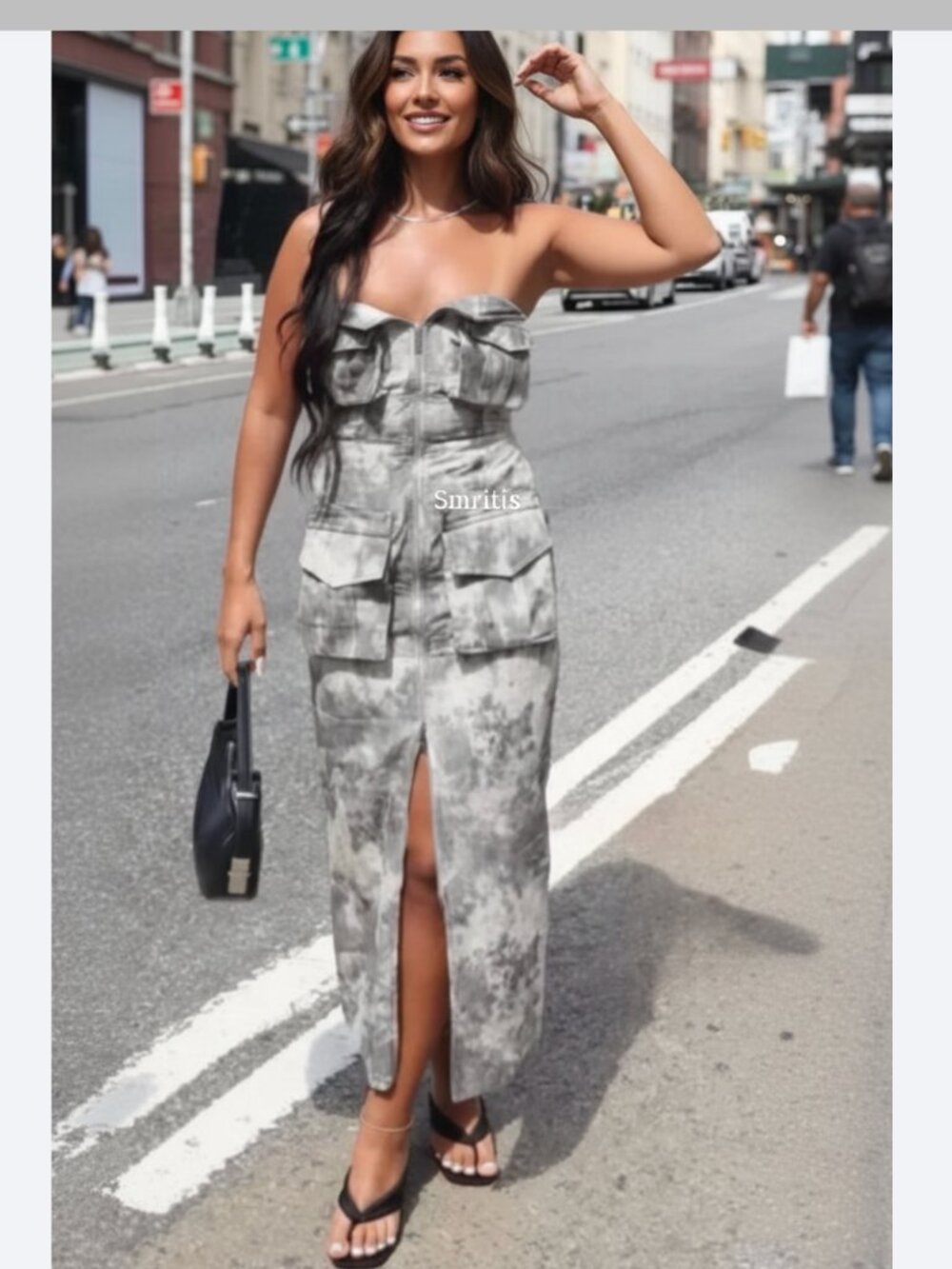 NWT Zara The Fitted Printed Cargo Midi Dress Pockets Bloggers Fave Small